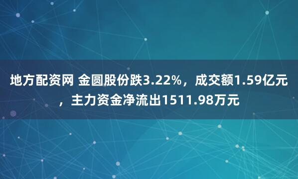 地方配资网 金圆股份跌3.22%，成交额1.59亿元，主力资金净流出1511.98万元